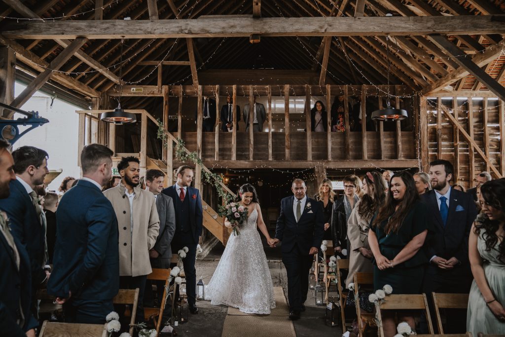 The ceremony barn at The Barns at Lodge Farm. Wedding in Essex by an Essex wedding photographer.