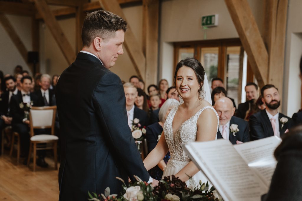 Wedding ceremony in Suffolk at Easton Grange, Woodbridge.