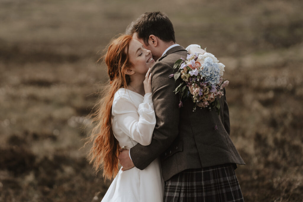 Glencoe elopement photography capturing portraits of a newly eloped couple