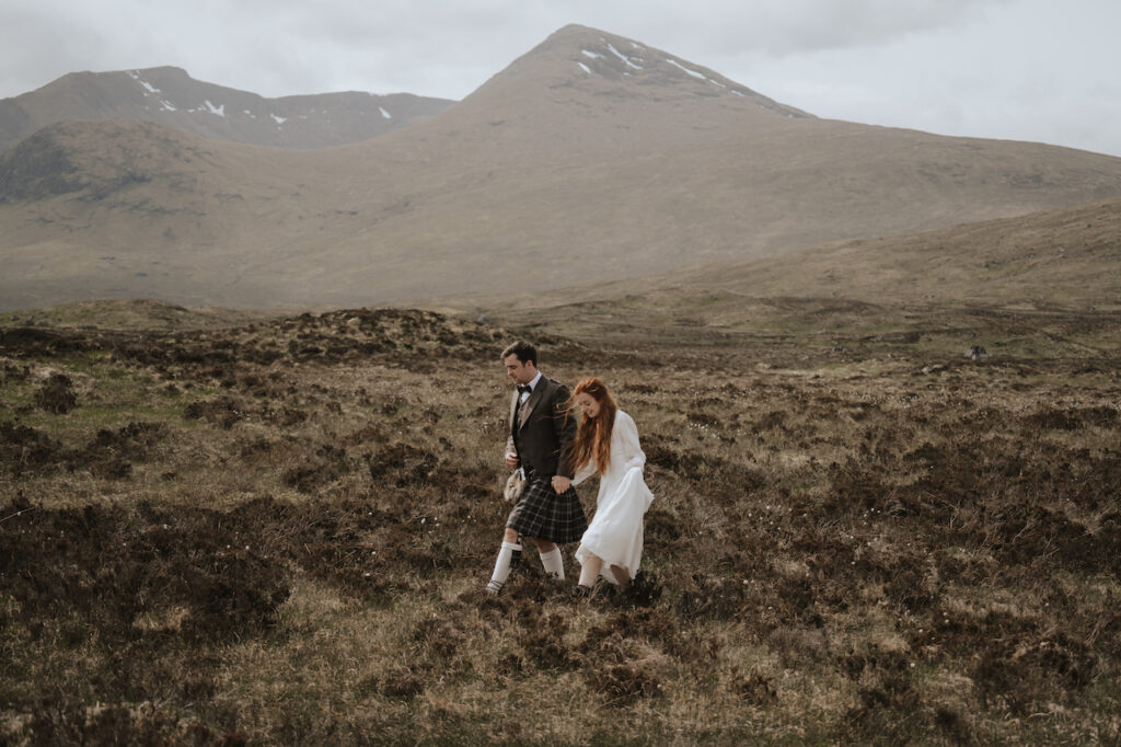 Natural elopement portraits taken in Glencoe by an elopement photographer in Scotland