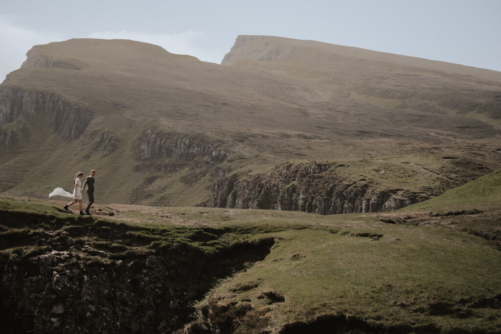 The mountains at Quiraing on the Isle of Skye during an elopement