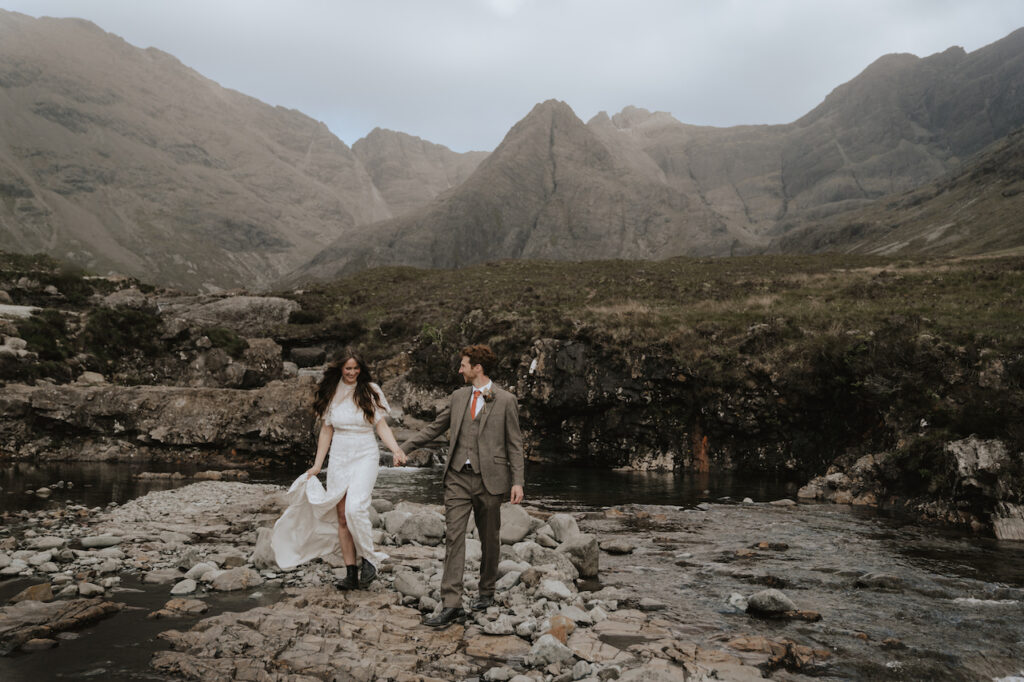 Isle of Skye elopement photographer capturing elopement portraits at The Fairy Pools