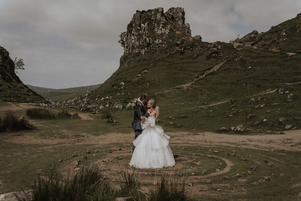 Scotland elopement photographer capturing a ceremony at The Fairy Glen on the Isle of Skye