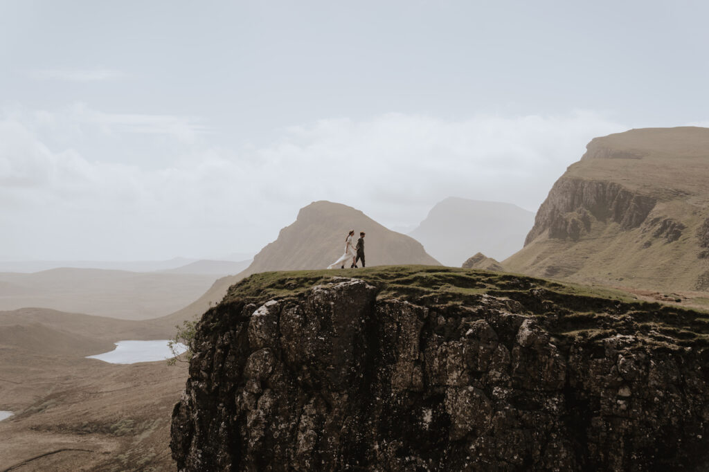 Elopement photographer overlooking Quiraing on the Isle of Skye