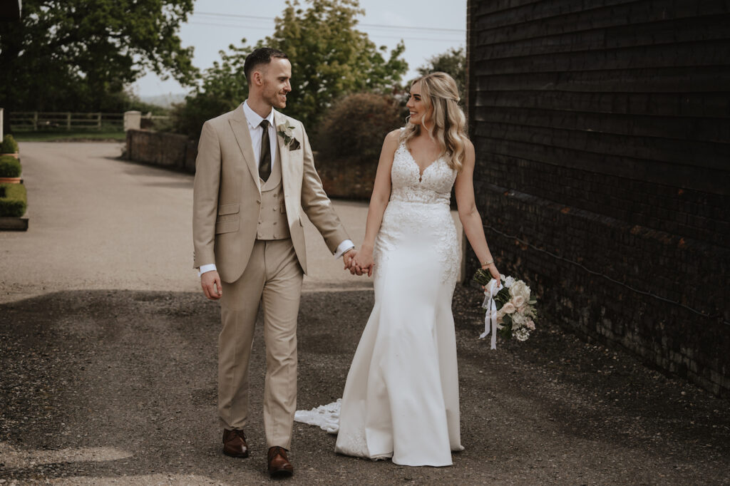 Couples wedding portraits at Milling Barn in Hertfordshire