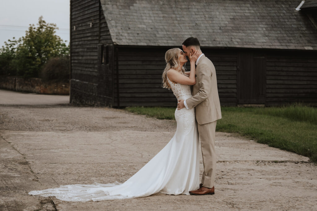 Hertfordshire wedding photographer capturing couples portraits at Milling Barn
