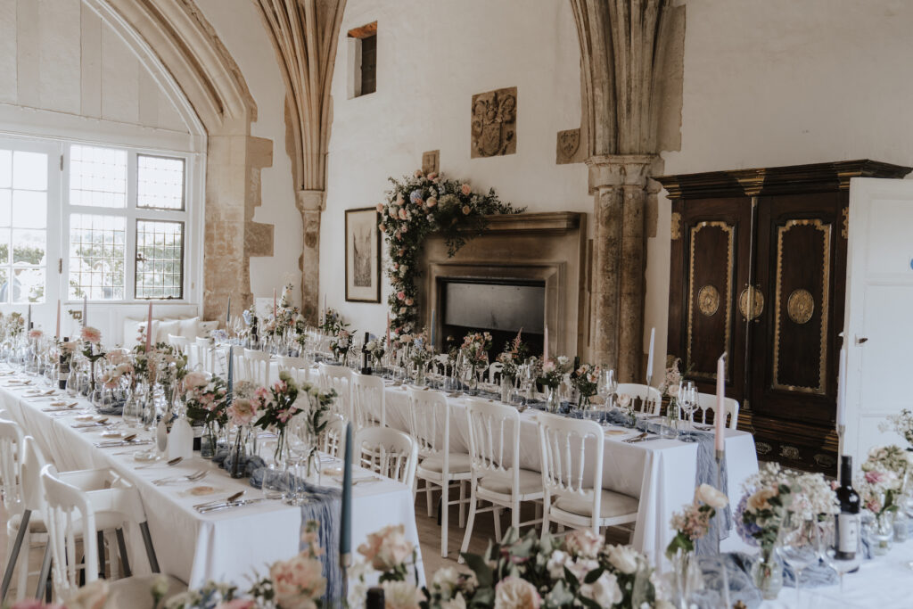 Butley Priory wedding breakfast decorated