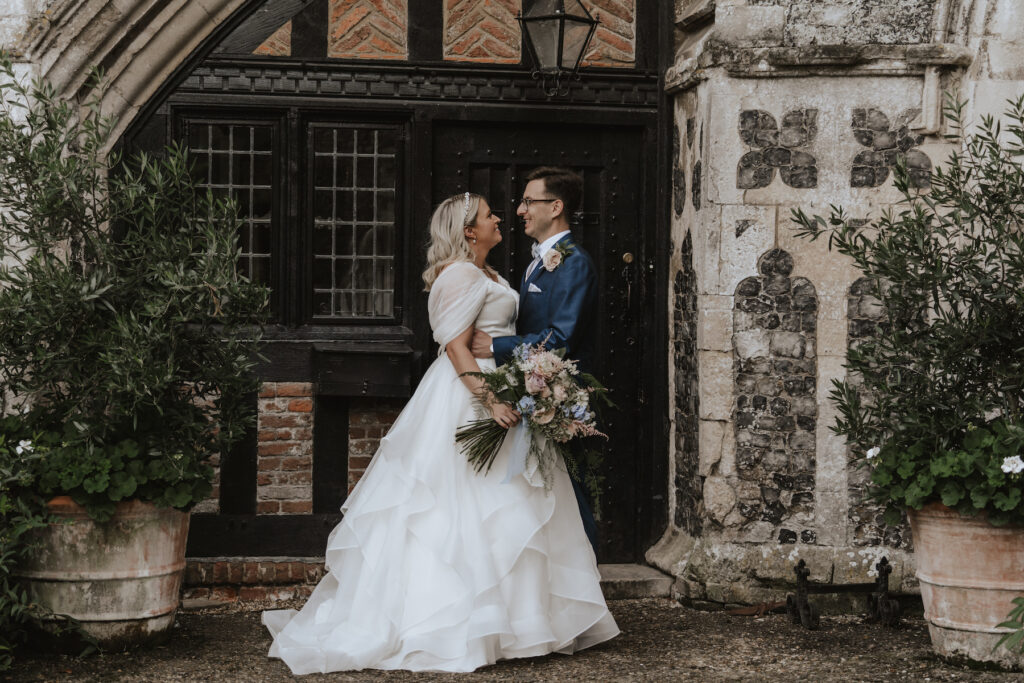 Suffolk wedding photographer capturing wedding couple portraits at Butley Priory