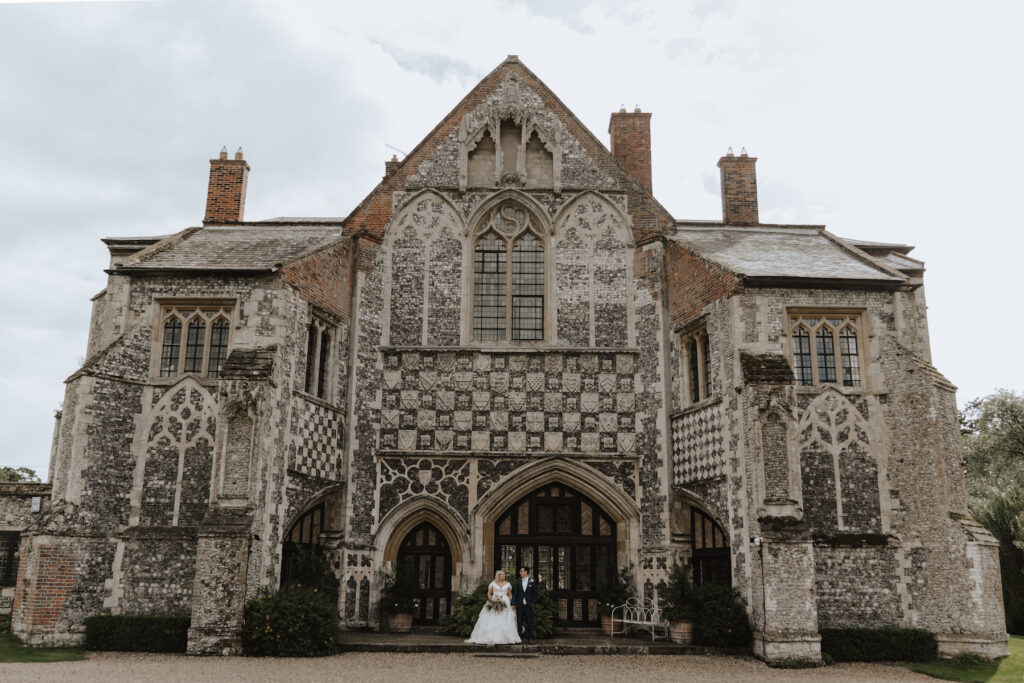 The couple posed outside Butley Priory in Suffolk