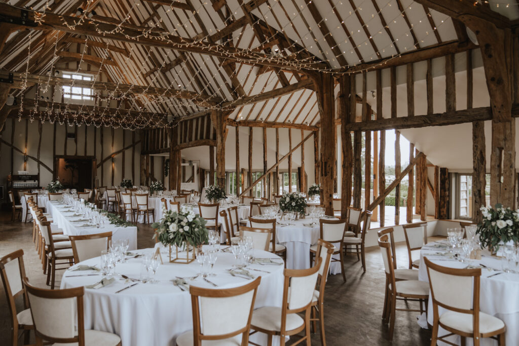 The wedding breakfast room at Easton Grange in Suffolk