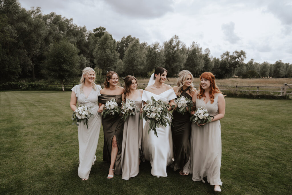 Bridesmaids during the formal photos at Easton Grange