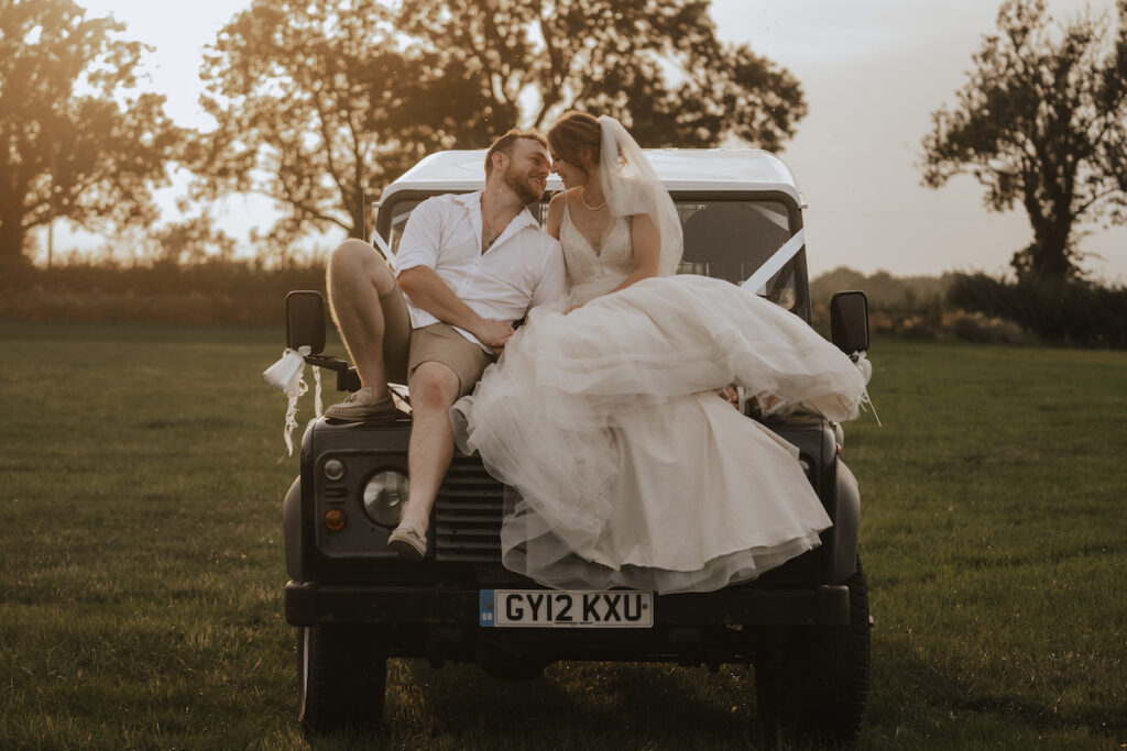 Wedding photographer in the midlands capturing golden hour photos