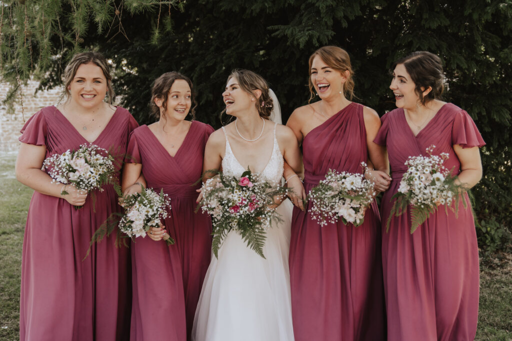 The bridesmaids captured by a midlands wedding photographer