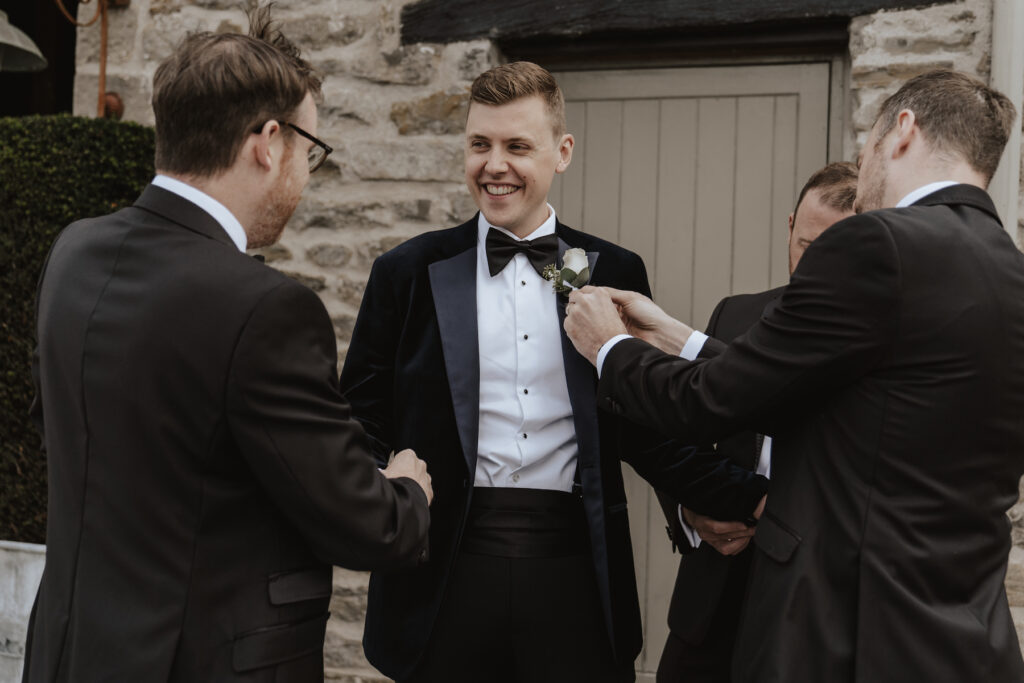 Skipton wedding at The Tithe Barn with a Yorkshire wedding photographer capturing grooms prep