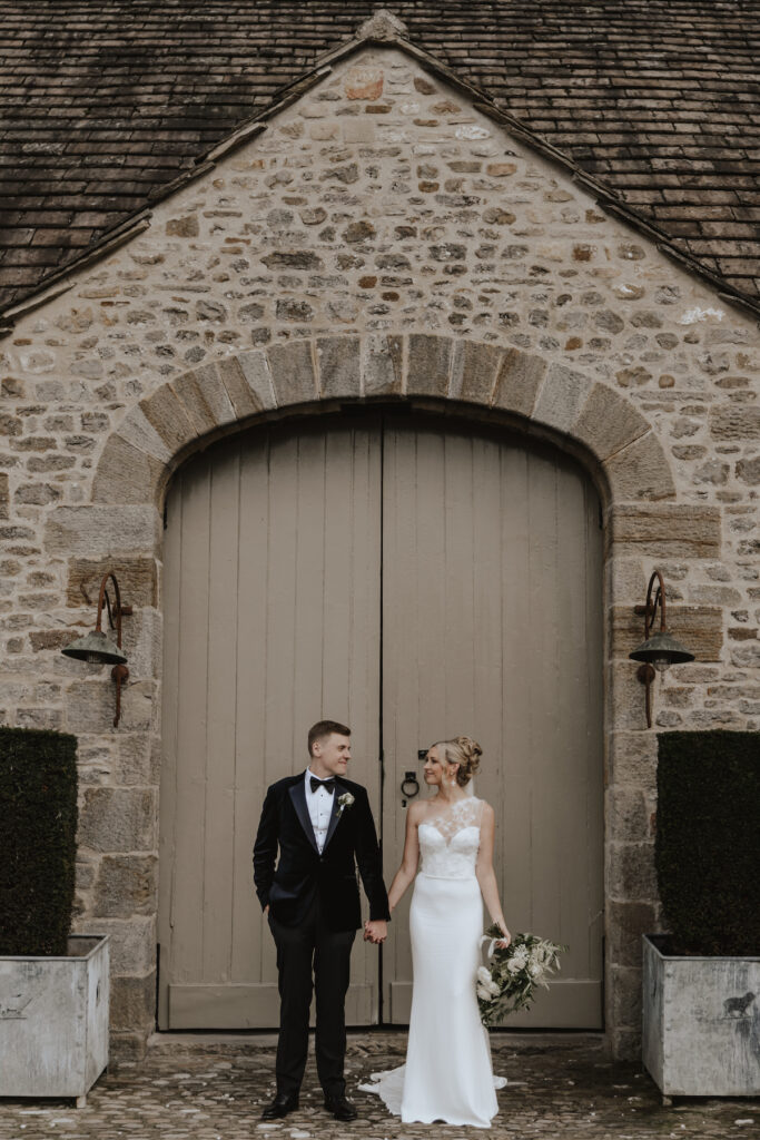 The couple at the Tithe Barn in Yorkshire
