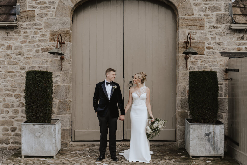 Yorkshire wedding photographer capturing the couple at The Tithe Barn in Yorkshire