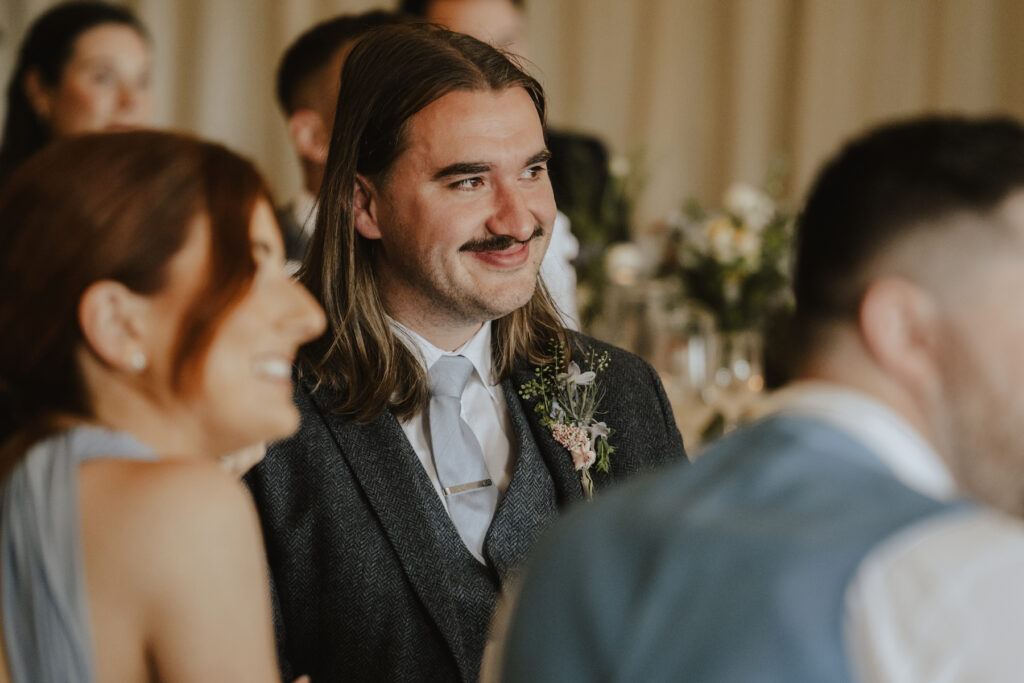 Northampton wedding photographer capturing candid moments during the speeches