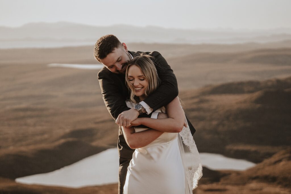 Isle of Skye elopement photographer capturing a sunrise elopement at Quiraing on the Isle of Skye in Scotland