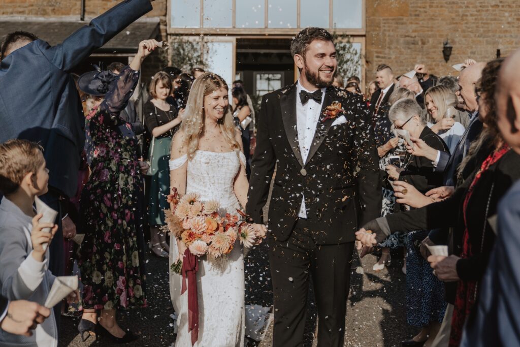 The ceremony throw outside Crockwell Farm wedding venue