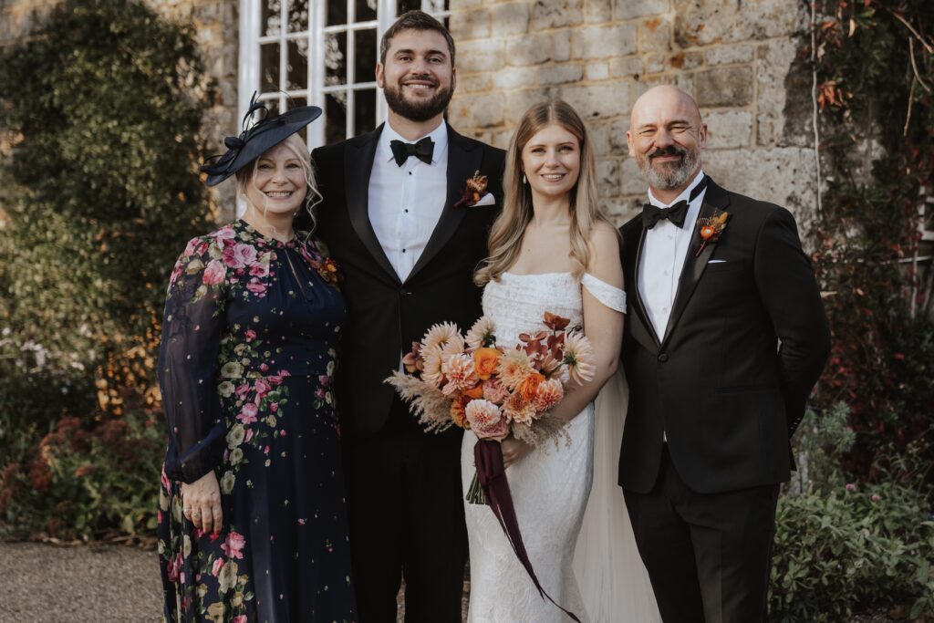 The wedding formal photos with family during the drinks reception at Crockwell Farm