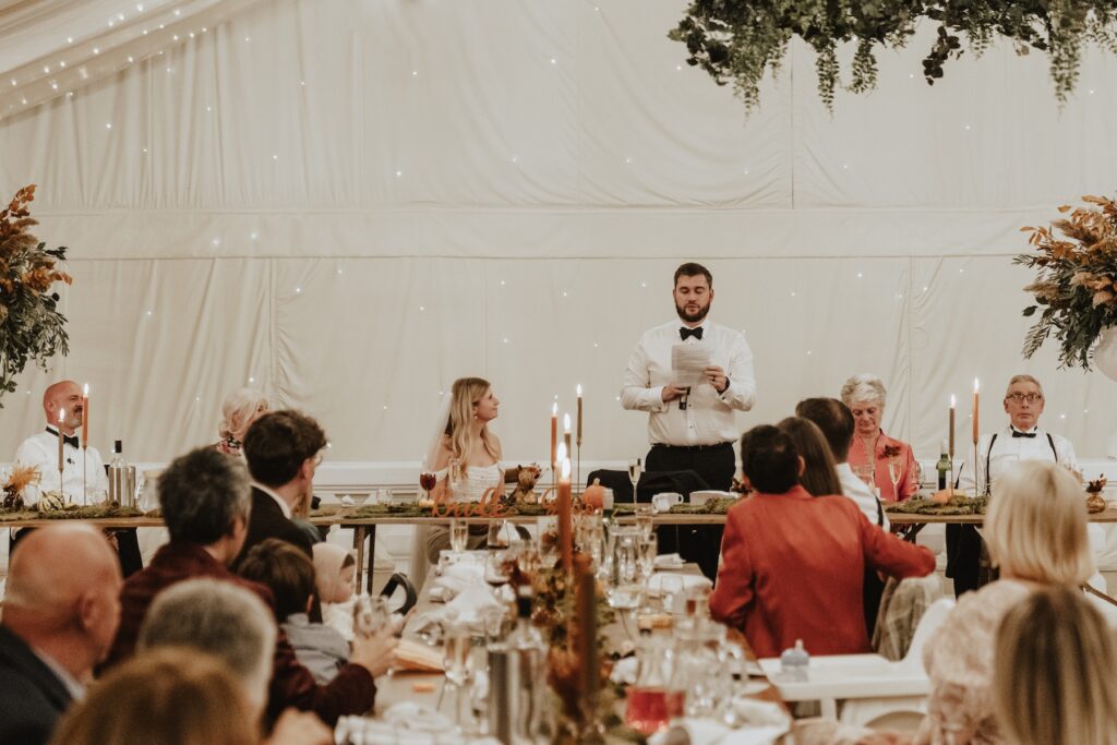 Crockwell Farm wedding photographer capturing speeches