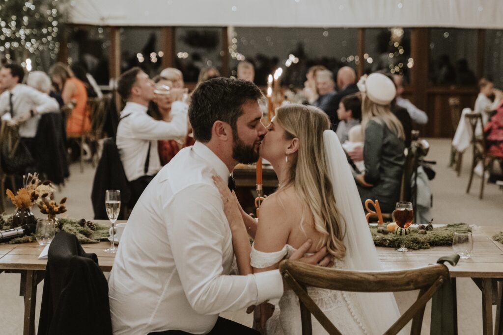 Evening moments during speeches of the couple during their speeches at Crockwell Farm