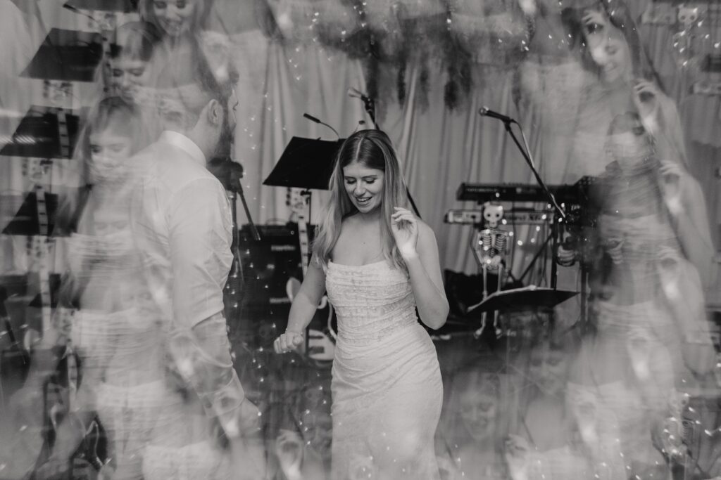 The bride on the dance floor of her wedding at Crockwell Farm