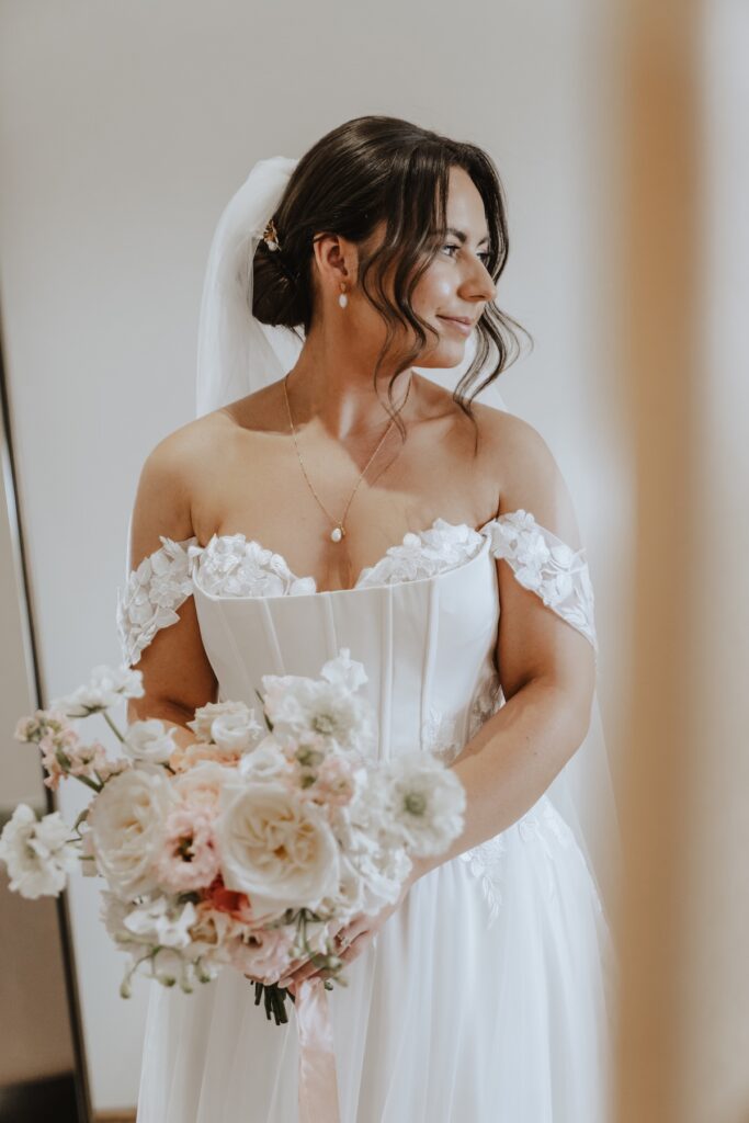 Essex wedding photographer capturing bridal portraits at Maidens Barn
