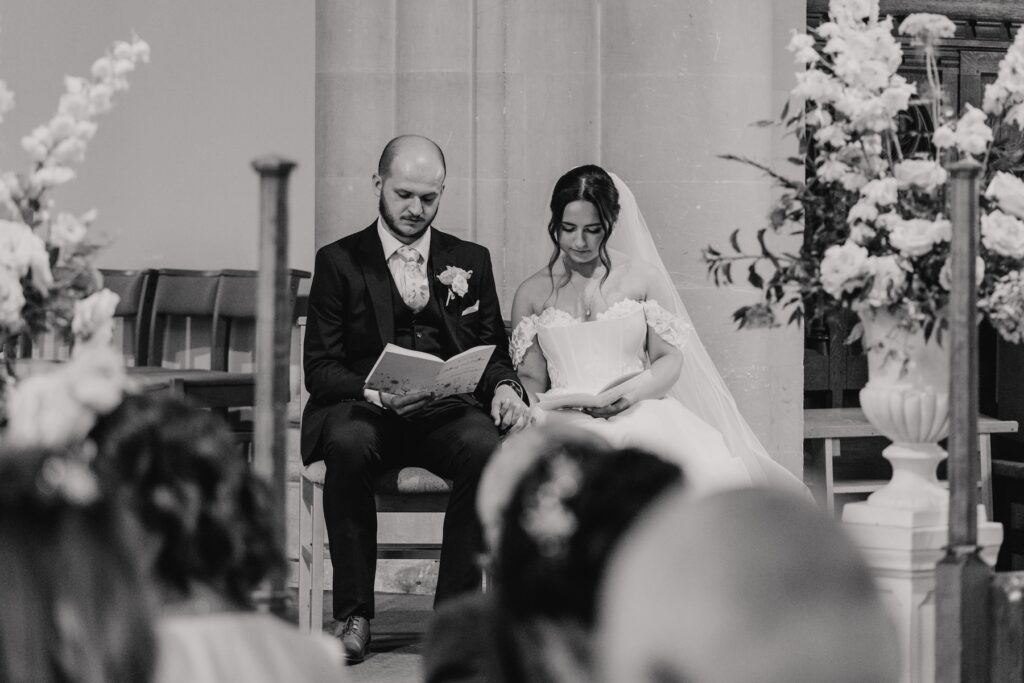 Essex wedding photographer capturing a ceremony in a church at Chelmsford
