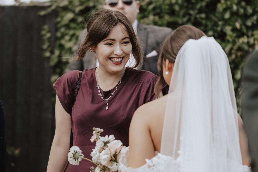 Maidens Barn wedding photographer capturing candids during drinks reception