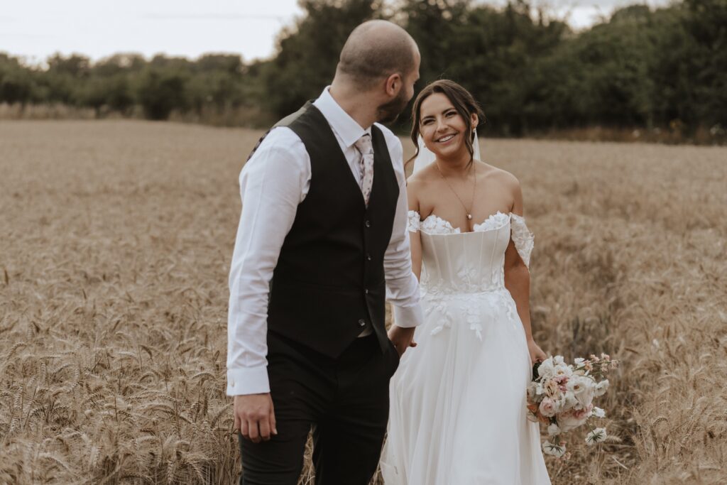 Maidens Barn wedding photographer capturing evening portraits at Maidens Barn in Essex