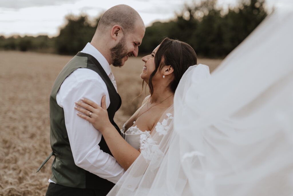 Maidens Barn wedding photographer in Essex capturing evening portraits at Maidens Barn in Essex