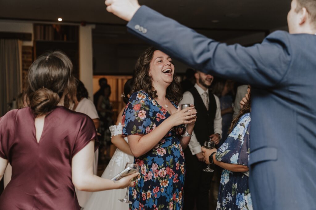 Dance floor at Maidens Barn captured by an Essex wedding photographer