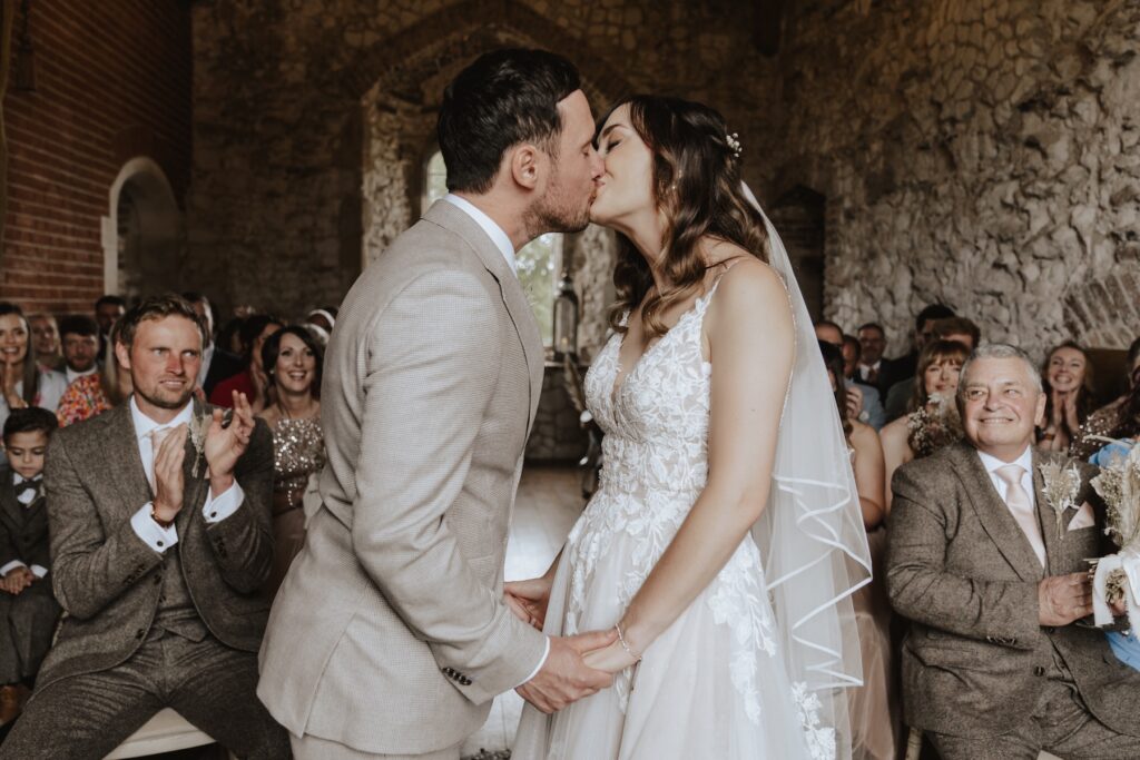 The first kiss at Pentney Abbey in Norfolk