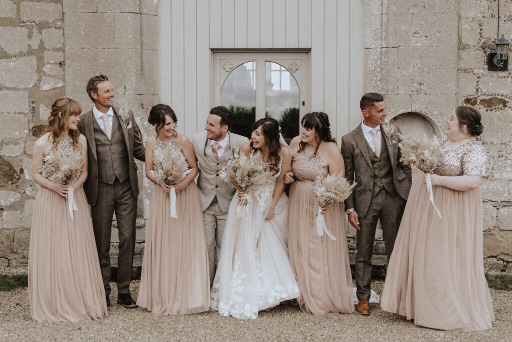 Norfolk wedding photographer capturing bridal party photos at Pentney Abbey