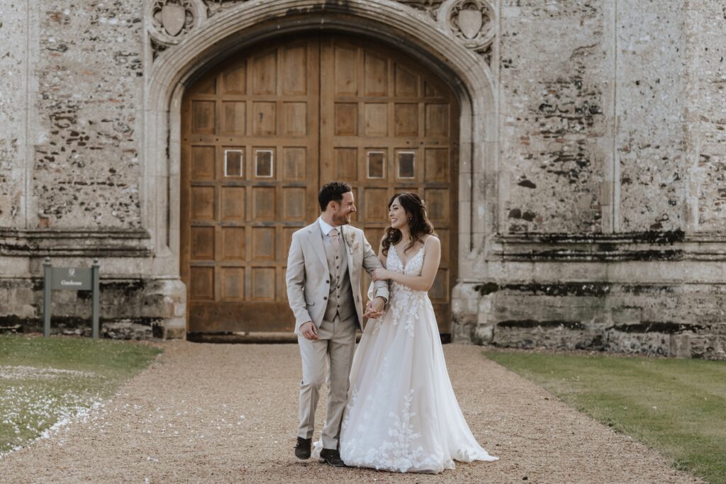Norfolk wedding photographer capturing a couple at Pentney Abbey