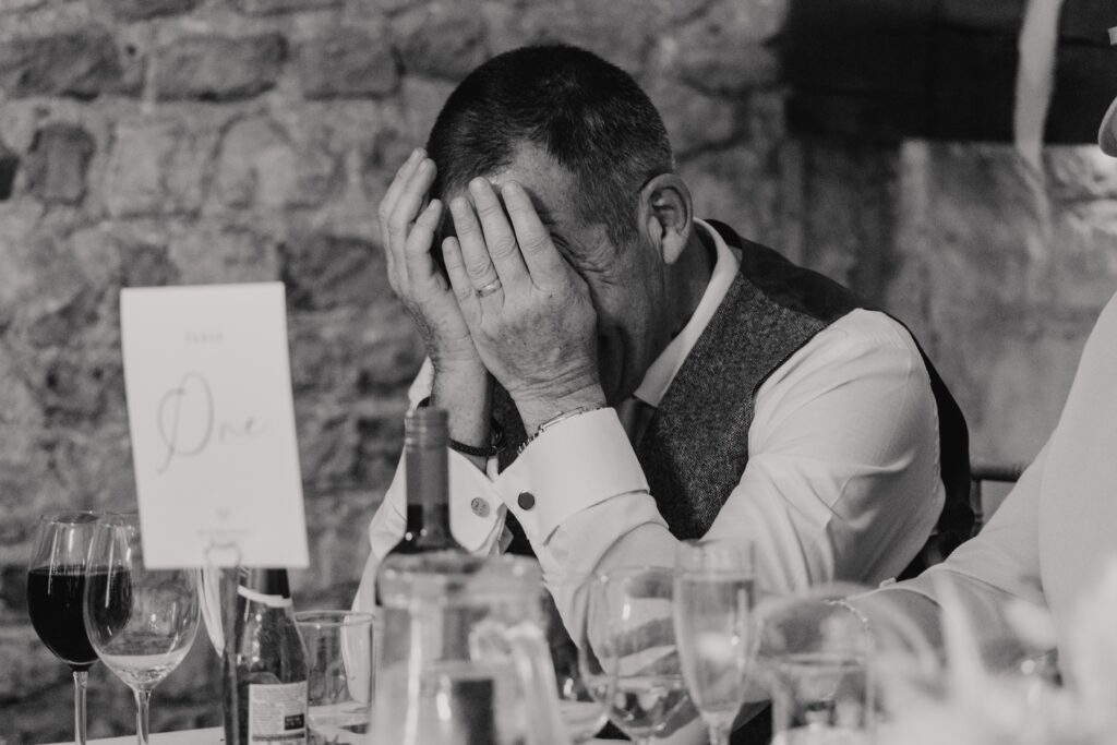 Pentney Abbey wedding photographer capturing moments during speeches
