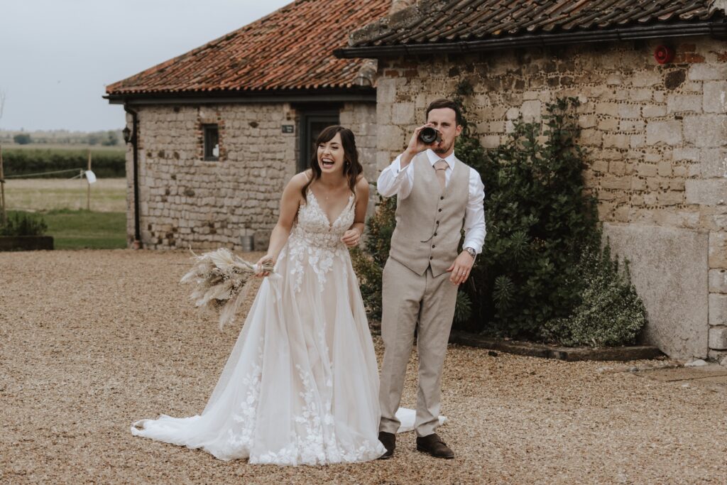 Wedding photographer in Norfolk capturing evening portraits at Pentney Abbey