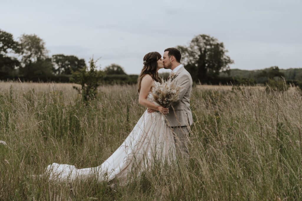 Wedding photographer in Norfolk capturing evening portraits of a couple on their wedding day at Pentney Abbey