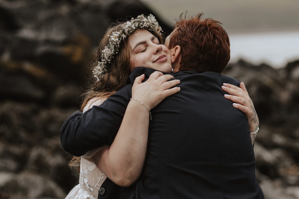 Scotland elopement photographer capturing candids of guests on the Isle of Skye