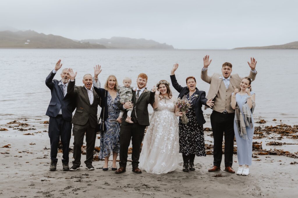 Isle of Skye elopement photographer capturing portraits of all the guests on a Scottish elopement