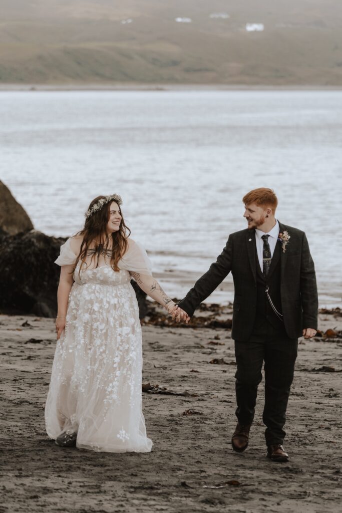 Isle of Skye elopement photographer during couples portraits on their elopement