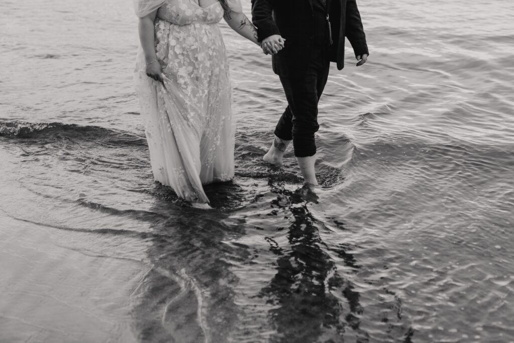 Eloping couple on An Corran Beach, Isle of Skye