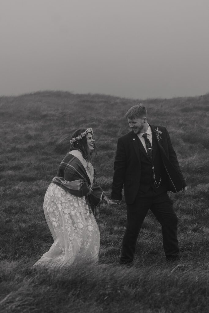 Eloping couple on the Isle of Skye in Scotland