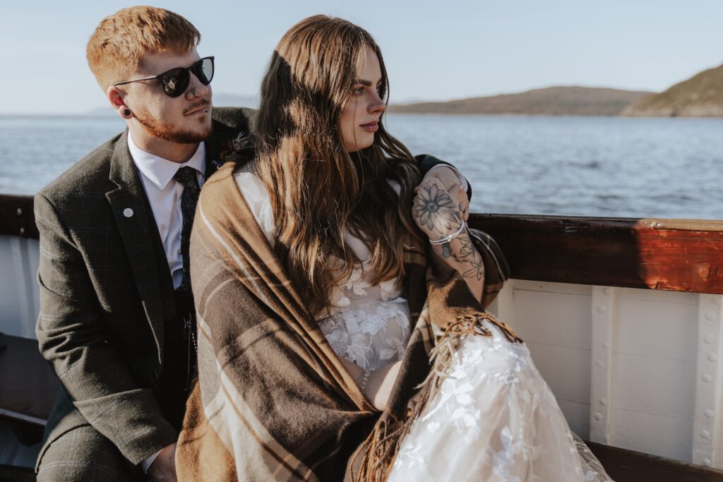 Scotland elopement photographer capturing a boat elopement at Loch Coruisk on the Isle of Skye