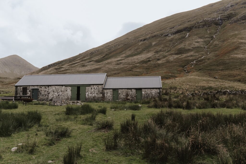 Loch Ba fisherman bothy on the Isle of Mull during their elopement