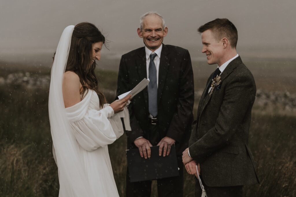 Rain during a Scotland elopement ceremony