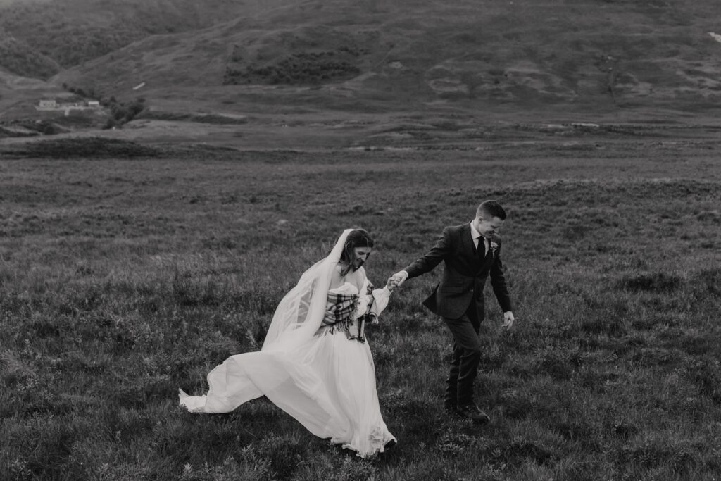 A couple exploring the Isle of Mull during their Scotland elopement