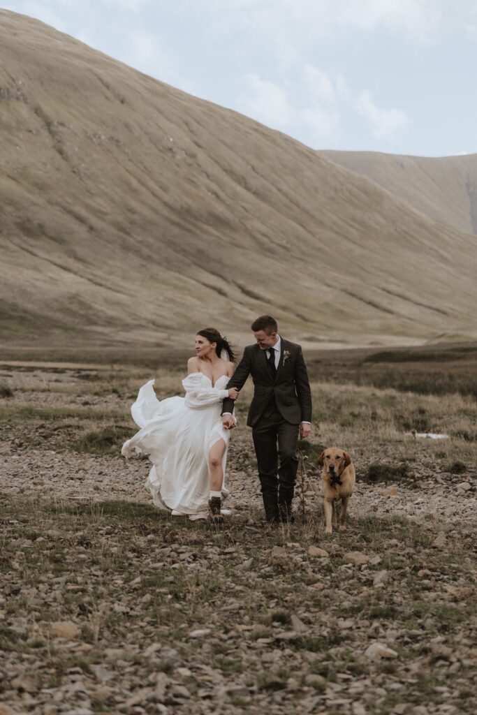 A couple exploring on their Scotland elopement