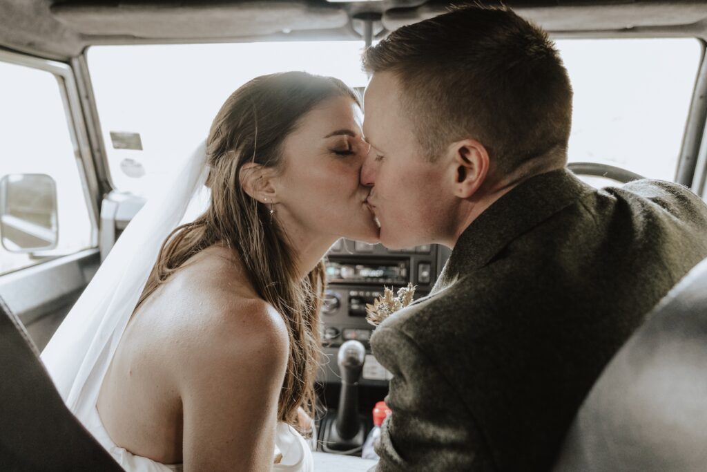 Moments during a Scotland elopement as the couple explore